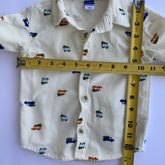 Old Navy Toddler Boy's Long-Sleeve White Corduroy Shirt 12-18 Months - Picture 5 of 5